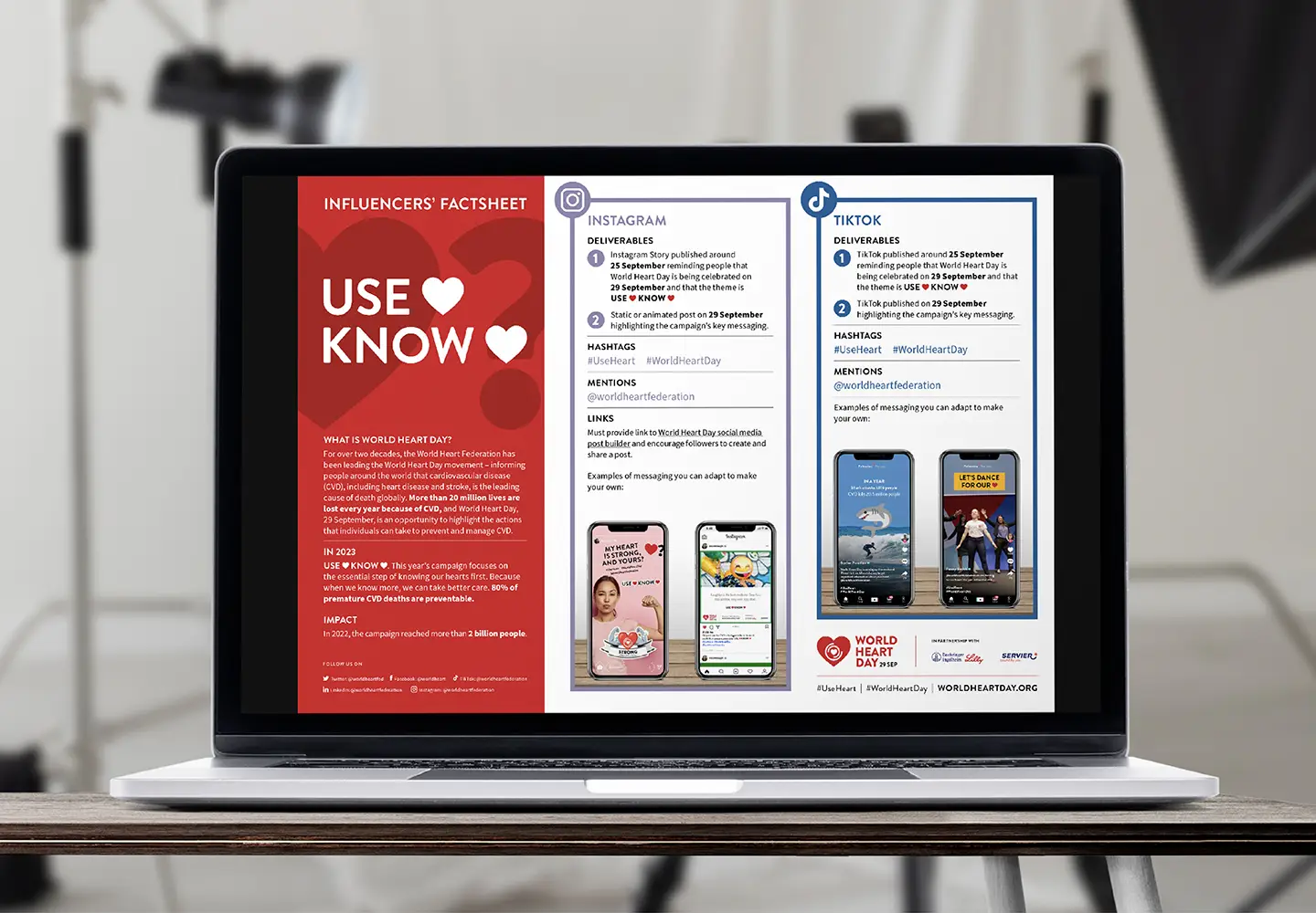 Apple Macbook showing the World Heart Day influencer factsheet