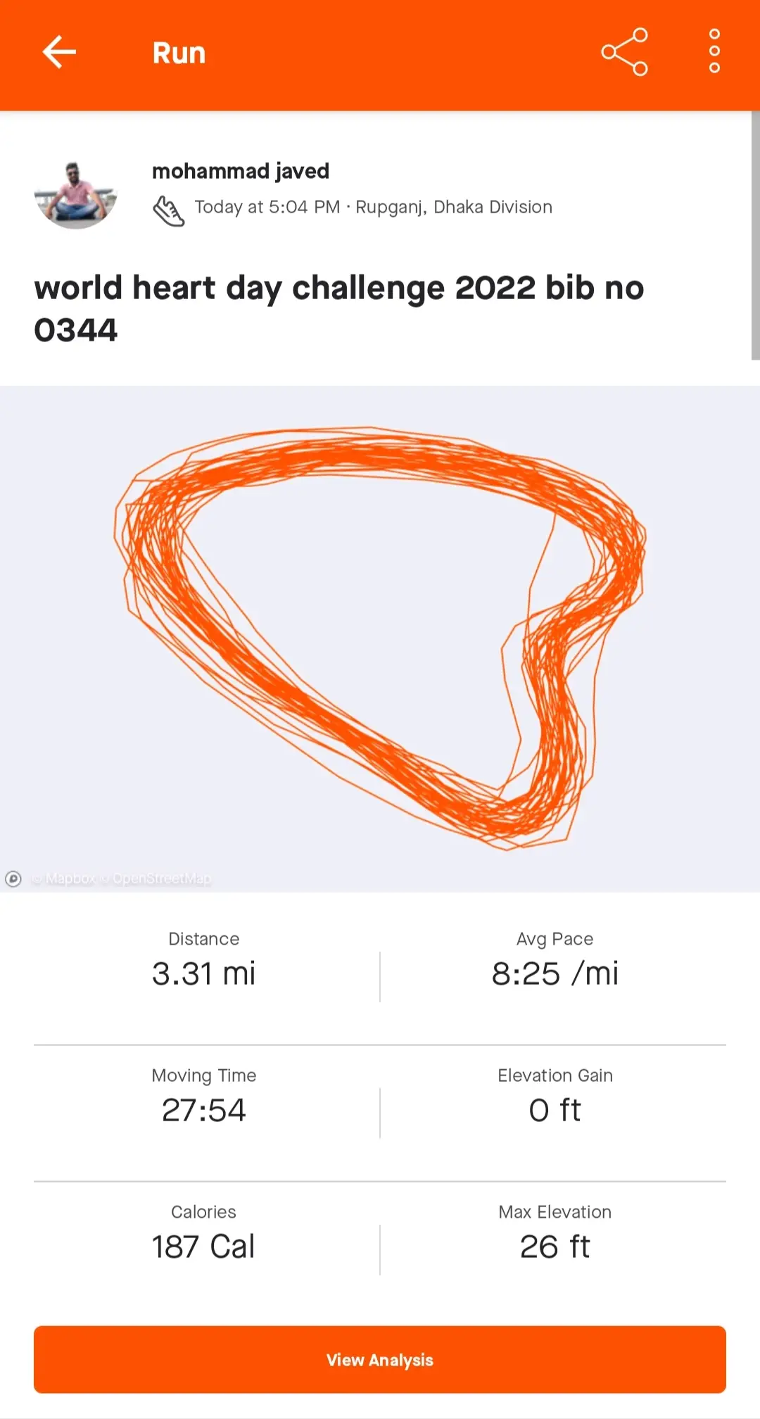 world heart day challenge 2022 bib no 0344