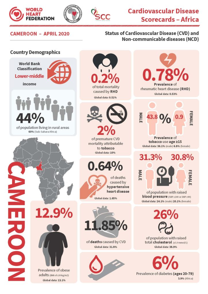Cardiovascular disease scorecard 2020 Cameroon infographic