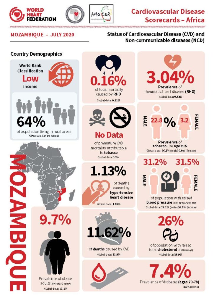 Cardiovascular disease scorecard 2020 Mozambique infographic