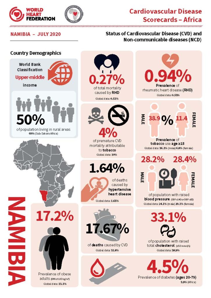 Cardiovascular disease scorecard 2020 Namibia infographic