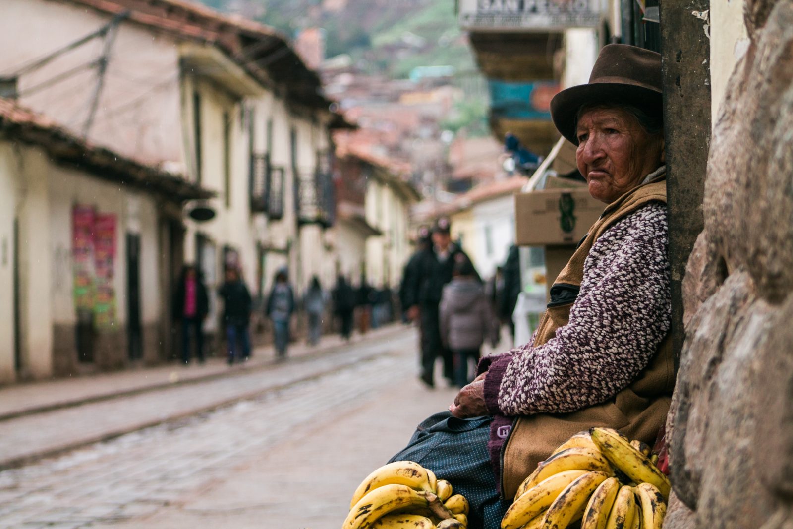 chagas woman sat on street in Bolivia