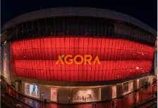 Agora Mall illuminated red for World Heart Day
