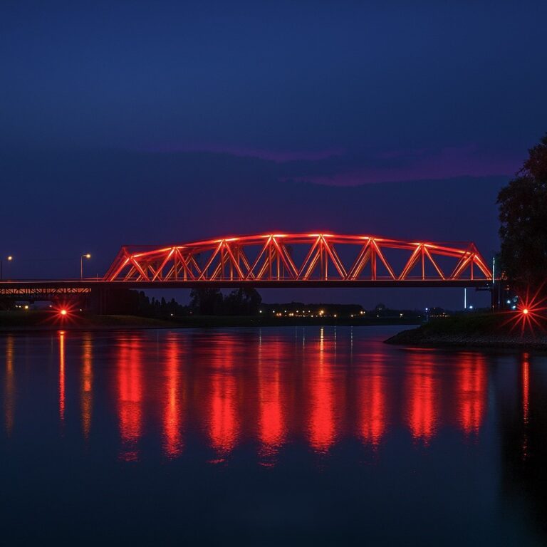 Arnhem-Westervoort-Netherlands-Brug-bij-Westervoort - World Heart Day 2025 - Illuminated red