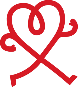 Imagen roja con un garabato estilizado en forma de corazón, dibujado a trazo, sobre un fondo negro, que forma parte de la campaña «Don’t Miss a Beat».