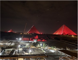 Pyramids of Giza illuminated red for World Heart Day