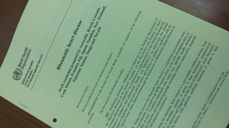 Copy of a letter from the World Health Organization for Rheumatic Heart Disease resolution