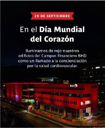 Sociedad Dominicana de Cardiología (SODOCARDIO) illuminated red for World Heart Day