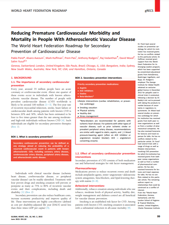 WHF Roadmap for Secondary Prevention of CVD