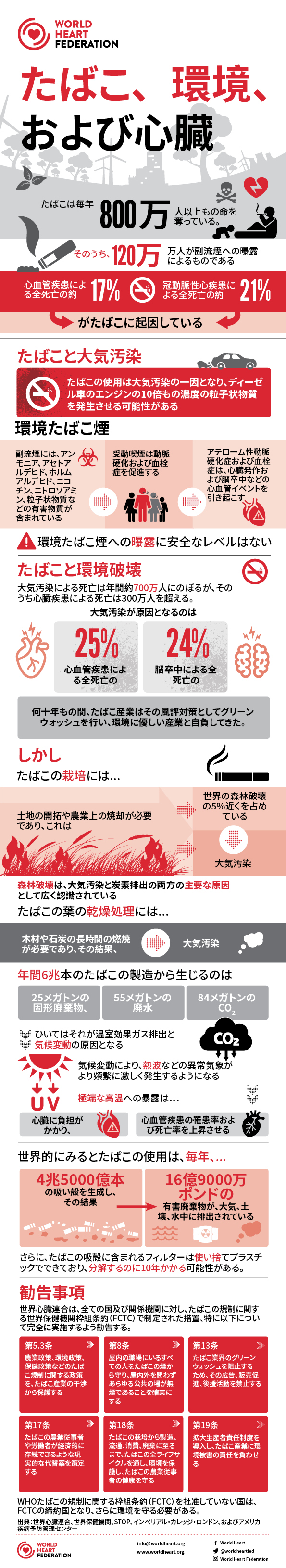 World Heart Federation Tobacco and the heart infographic in Japanese