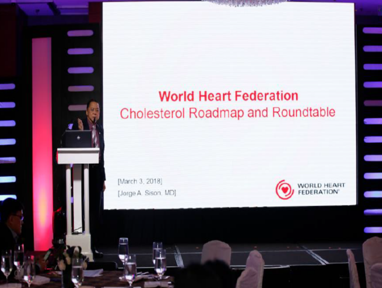 A man speaking about the cholesterol roadmap and roundable in the phillipines