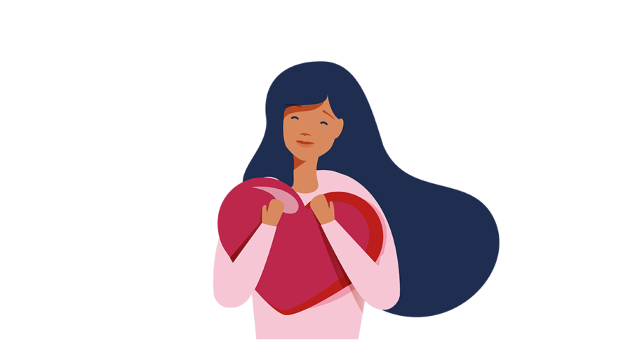 graphic of a woman holding a heart