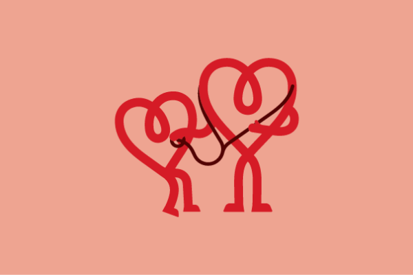 2 hearts line drawn with legs and arms and one with a stethoscope putting again the other ones heart