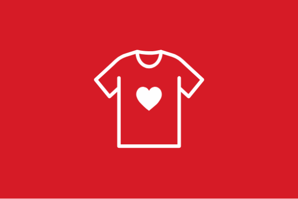 White icon on red background - Tshirt wiht heart on it