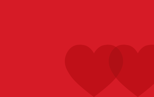 graphic of two hearts on a red background
