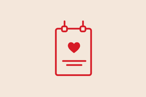 Clipboard icon with heart on it - world heart day