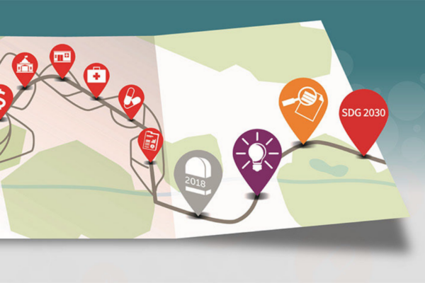graphic showing a map and a route