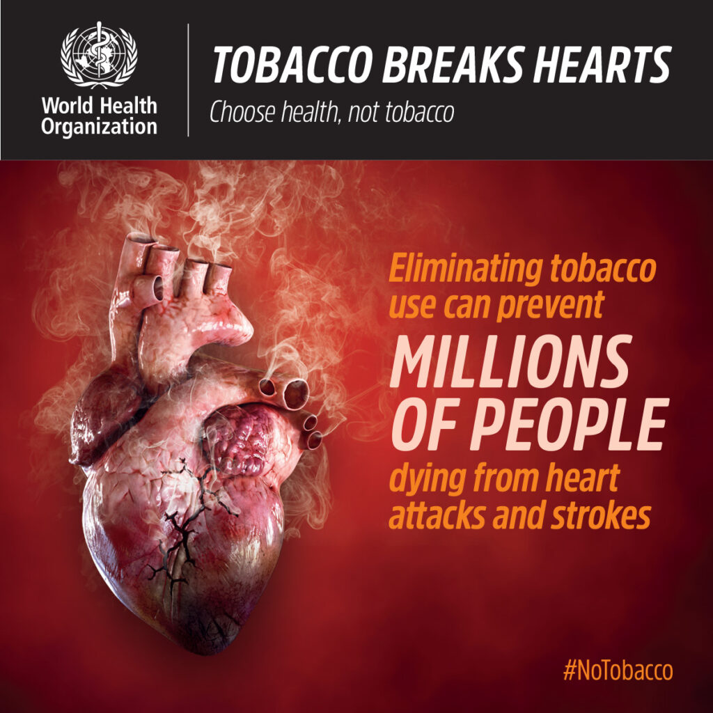 Tobacco Breaks Hearts Graphic – millions of people dying