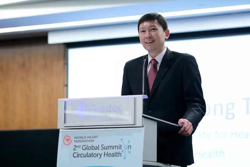 A man on stage for World Heart Federation's 2nd Global Summit on Circulatory Health