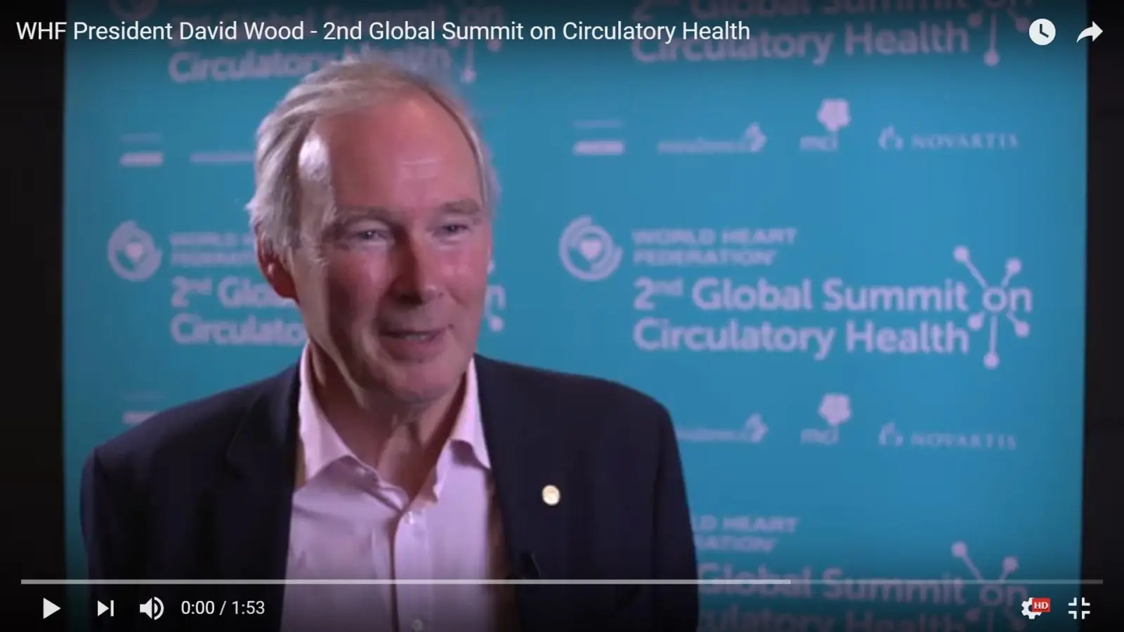 Screenshot of WHF President David Wood being interviewed at WHF's 2nd Global Summit on Circulatory Health
