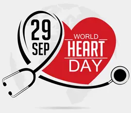 World Heart Day logo showing a graphic of a heart and a stethoscope
