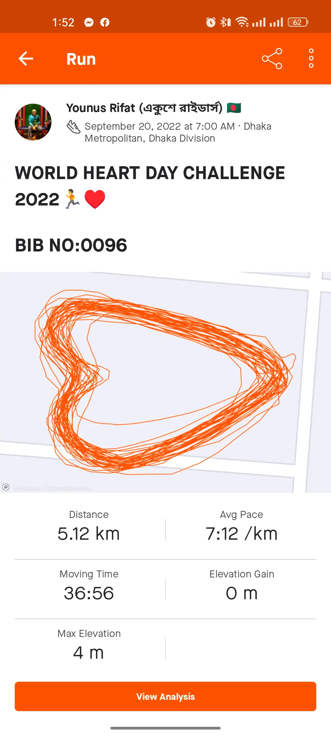 WORLD HEART DAY CHALLENGE 2022 ♥️ BIB NO:0096