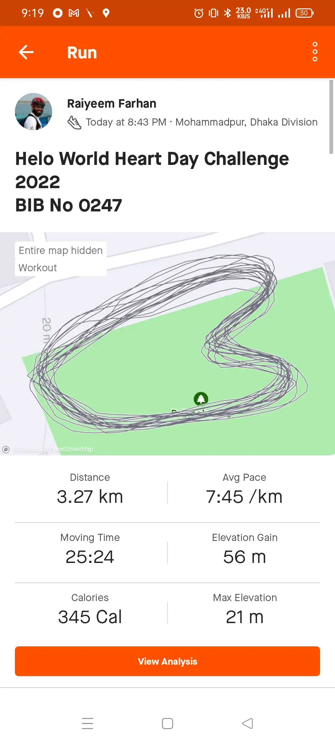 Helo World Heart Day Challenge 2022 BIB No 0247