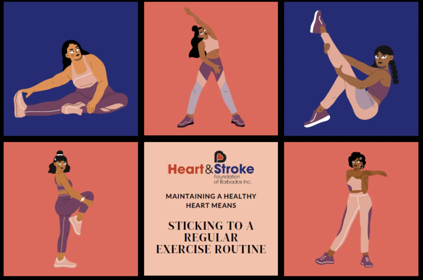 graphic women doing yoga Heart & Stroke Foundation of Barbados
