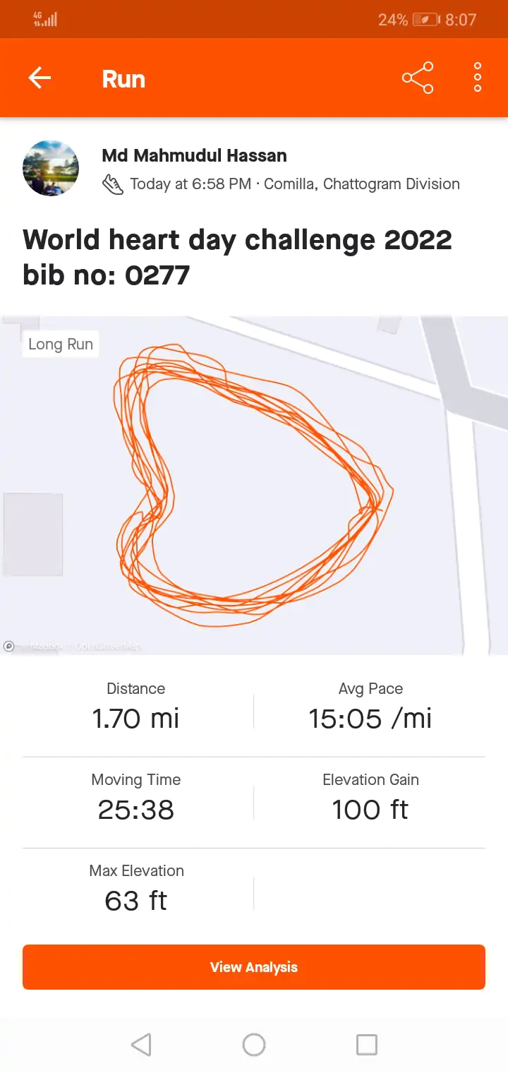 World heart day challenge 2022 bib no: 0277
