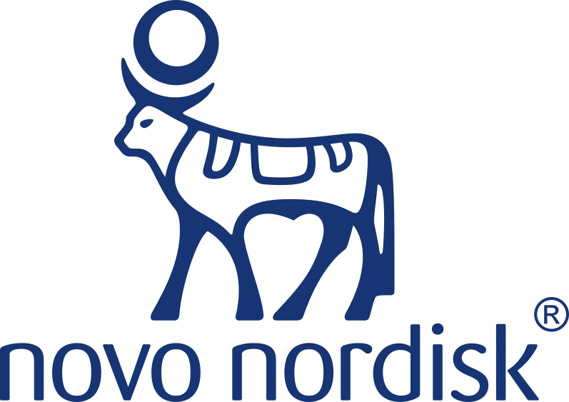 Novo Nordisk logo in blue transparent png